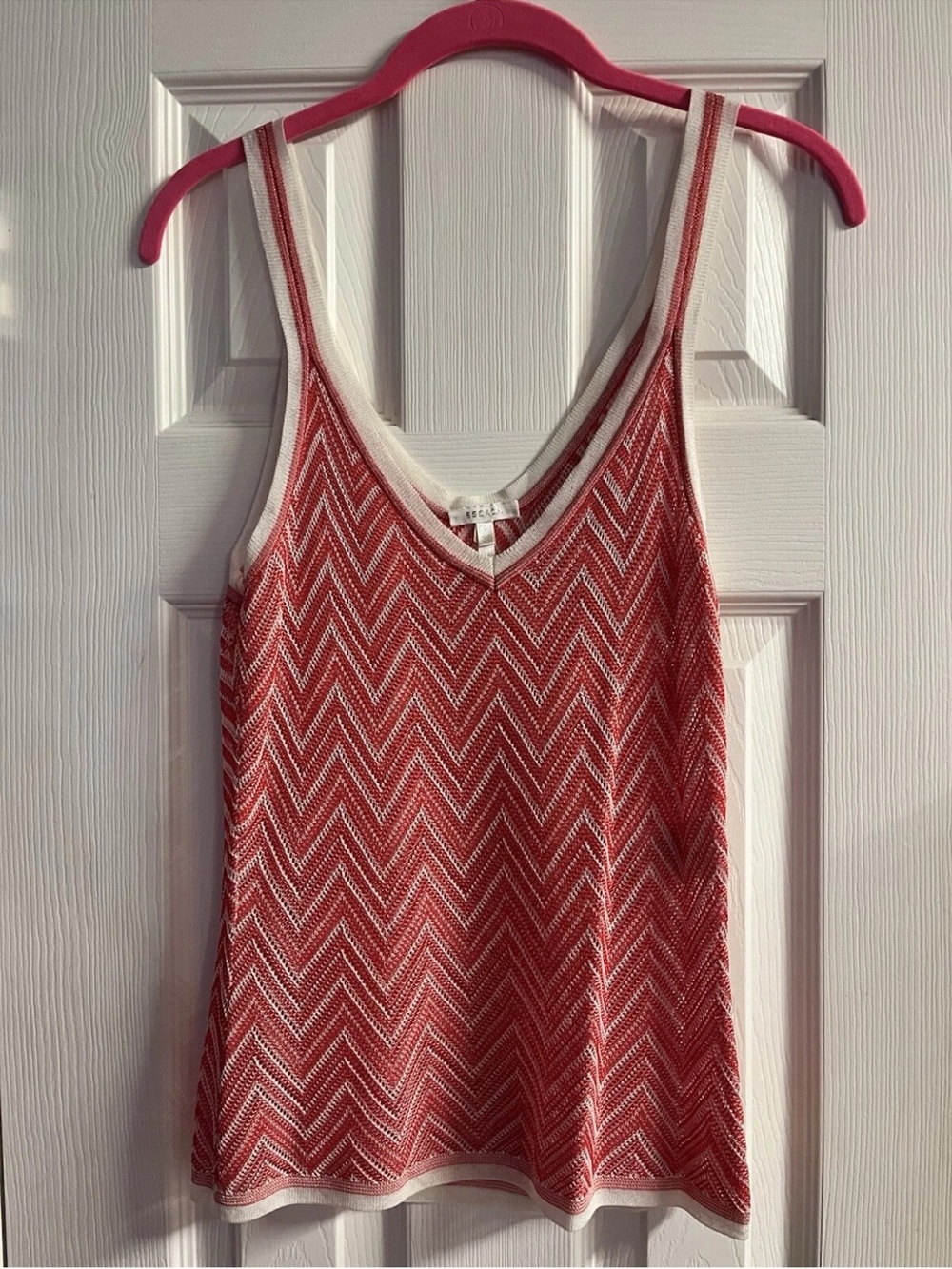 Escada Red and White Chevron Knit Tank US6